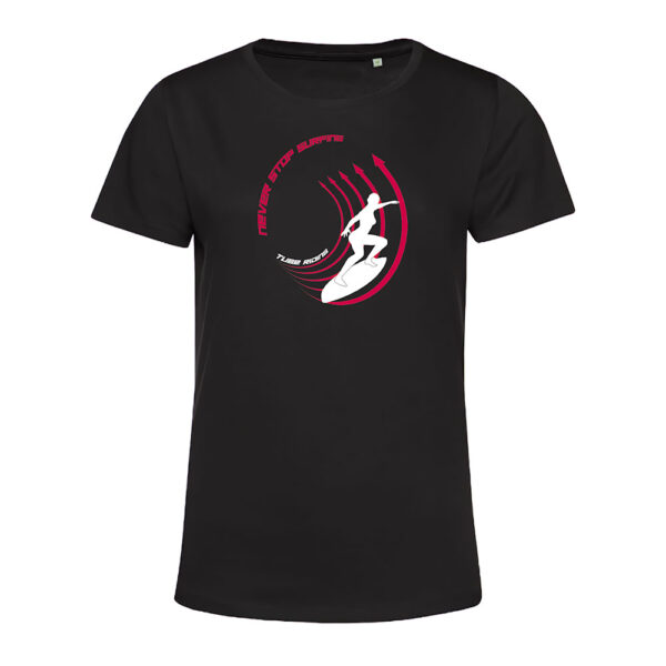 T-shirt femme Tube riding Noir/Magenta