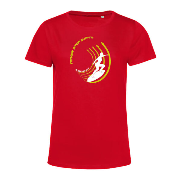 T-shirt femme Tube riding Rouge/Jaune